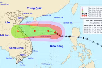 Vị trí và hướng di chuyển của bão số 8. (Nguồn: kttv.gov.vn)