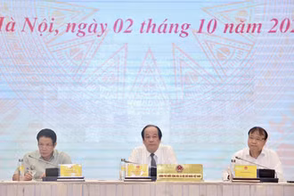 Bộ trưởng, Chủ nhiệm Văn phòng Chính phủ Mai Tiến Dũng chủ trì họp báo. Ảnh: VGP