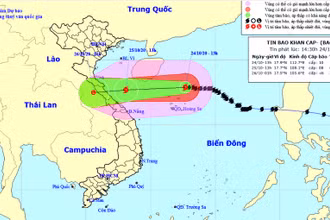 Vị trí và hướng di chuyển của bão số 8. (Nguồn: kttv.gov.vn)