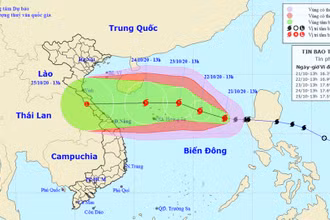 Vị trí và hướng di chuyển của bão số 8. (Nguồn: kttv.gov.vn)