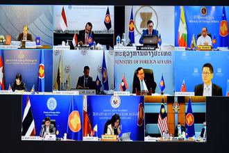 Hội nghị trực tuyến Quan chức cao cấp (SOM) ASEAN. (Ảnh: Bộ Ngoại giao)