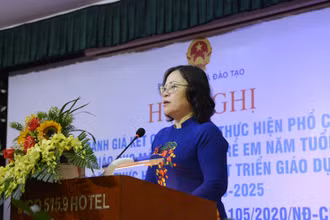 Thứ trưởng Bộ GD-ĐT Ngô Thị Minh phát biểu tại hội nghị 