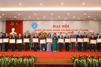 Phó Chủ tịch nước Đặng Thị Ngọc Thịnh trao tặng Huân chương Lao động cho các tập thể, cá nhân có thành tích xuất sắc (Ảnh: VSS).