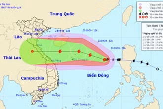 Vị trí và hướng di chuyển của bão số 8. (Nguồn: kttv.gov.vn)