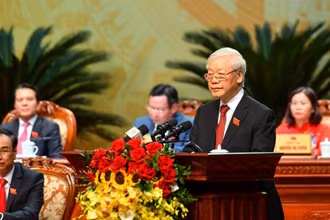 Tổng Bí thư, Chủ tịch nước Nguyễn Phú Trọng phát biểu ý kiến chỉ đạo Đại hội.