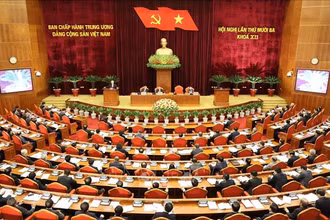 Quang cảnh phiên khai mạc Hội nghị lần thứ 13 Ban Chấp hành Trung ương Đảng khóa XII, ngày 5-10. Ảnh: TTXVN.