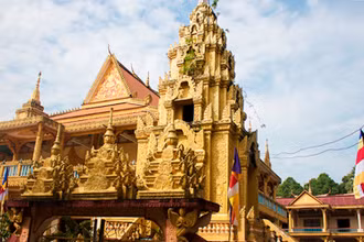 Một góc của ngôi chùa Phật giáo Nam Tông Khmer. 