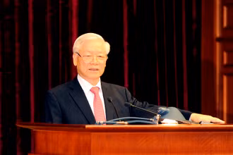 Tổng Bí thư, Chủ tịch nước Nguyễn Phú Trọng phát biểu khai mạc Hội nghị lần thứ 13 Ban Chấp hành Trung ương Đảng khóa XII. (Ảnh: Đăng Khoa)