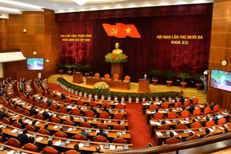 Toàn cảnh Bế mạc hội nghị lần thứ 13 Ban Chấp hành Trung ương Đảng khóa XII.  