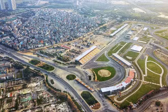 Đường đua F1 Hà Nội nhìn từ trên cao. 
