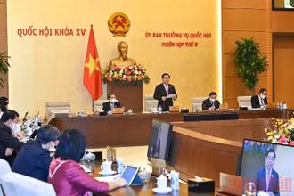 Quang cảnh phiên họp thứ 9 Ủy ban Thường vụ Quốc hội Khóa XV. (Ảnh Duy Linh)