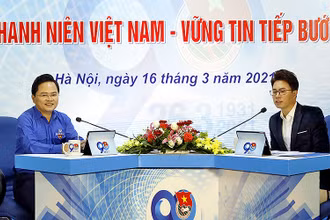 Quang cảnh buổi đối thoại giữa Bí thư Thứ nhất Trung ương Đoàn Thanh niên Cộng sản Hồ Chí Minh và thanh, thiếu niên Việt Nam trong, ngoài nước năm 2021.