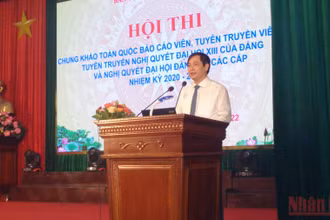 Ông Phan Xuân Thủy, Phó Trưởng Ban Tuyên giáo Trung ương, Phó Trưởng Ban Chỉ đạo, Trưởng Ban Tổ chức Hội thi phát biểu khai mạc Hội thi. 