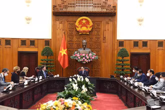 Quang cảnh buổi tiếp. (Ảnh: Trần Hải)