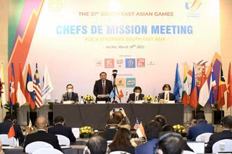 Bộ trưởng Nguyễn Văn Hùng phát biểu khai mạc Hội nghị Trưởng đoàn lần thứ hai SEA Games 31. (Ảnh: Trần Huấn)