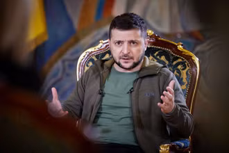 Tổng thống Ukraine Volodymyr Zelensky trong một cuộc phỏng vấn ngày 21/3. (Ảnh: Văn phòng Tổng thống Ukraine)