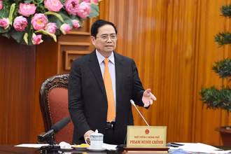 Thủ tướng Phạm Minh Chính phát biểu tại cuộc họp. (Ảnh: TRẦN HẢI)
