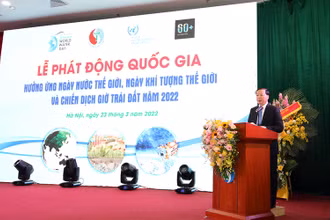 Bộ trưởng Tài nguyên và Môi trường Trần Hồng Hà phát biểu tại lễ phát động.