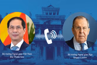 Bộ trưởng Ngoại giao Bùi Thanh Sơn và Bộ trưởng Ngoại giao Liên bang Nga Sergey Lavrov. (Ảnh: Bộ Ngoại giao)
