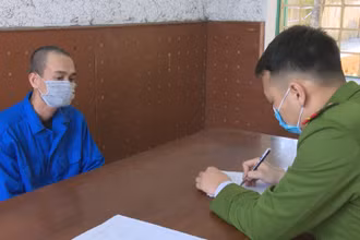 Đối tượng Vũ Ngọc Thành tại cơ quan Công an.