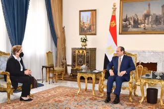 Thư ký UNFCCC Patricia Espinosa và Tổng thống Ai Cập Abdel-Fattah El-Sisi. (Ảnh: presidency.eg)
