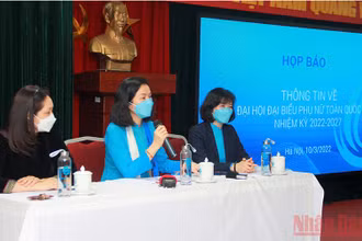 Phó Chủ tịch Hội Liên hiệp Phụ nữ Việt Nam Nguyễn Thị Minh Hương thông tin về Đại hội. 