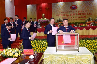 Đại biểu bầu Ban Chấp hành Đảng bộ huyện Na Hang khóa XXII, nhiệm kỳ 2020-2025.