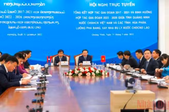 Quang cảnh hội nghị hợp tác giữa tỉnh Quảng Ninh với 3 tỉnh bắc Lào.