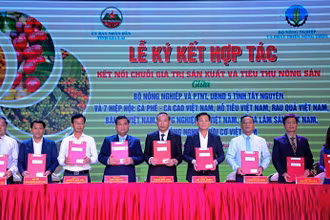 Lễ ký kết hợp tác  giữa Bộ Nông nghiệp và Phát triển nông thôn với lãnh đạo 5 tỉnh Tây Nguyên và 7 hiệp hội.