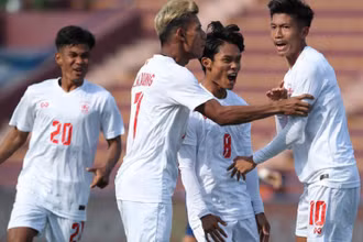 U23 Myanmar vươn lên dẫn đầu bảng A với 6 điểm sau 2 lượt trận. (Ảnh: 24h.com.vn)