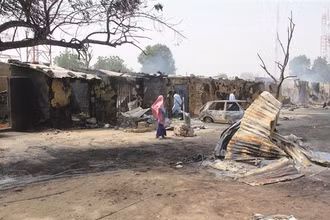 Hiện trường 1 vụ tấn công tại Auno, Nigeria, ngày 10/2/2020. (Ảnh: AFP/TTXVN)
