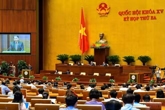 Quang cảnh phiên thảo luận của Quốc hội, chiều 27/5. (Ảnh: LINH KHOA)