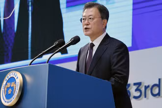 Tổng thống Hàn Quốc mãn nhiệm Moon Jae-in. (Ảnh: Yonhap)