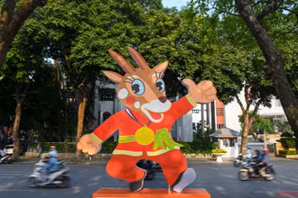 Sao La - linh vật chính thức của SEA Games 31 tại Việt Nam. (Ảnh: THÀNH ĐẠT)