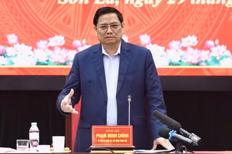 Thủ tướng Phạm Minh Chính phát biểu tại buổi làm việc. (Ảnh: TRẦN HẢI)