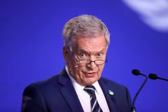Tổng thống Phần Lan Sauli Niinisto phát biểu ý kiến tại COP26, ngày 2/11/2021. (Ảnh: Reuters)