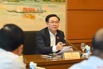 Chủ tịch Quốc hội Vương Đình Huệ phát biểu tại thảo luận tổ chiều 31/5. (Ảnh: NGUYÊN LINH)