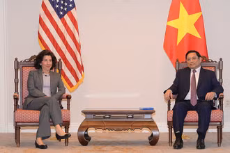 Thủ tướng Phạm Minh Chính tiếp Bộ trưởng Thương mại Hoa Kỳ Gina Raimondo.
