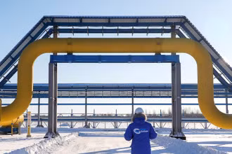 Hệ thống đường ống dẫn khí đốt của Tập đoàn Gazprom tại trạm nén Atamanskaya, ngoại ô thị trấn Svobodny, Amur, Nga. (Ảnh: Reuters)