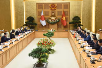 Quang cảnh buổi hội đàm. (Ảnh: TRẦN HẢI) 