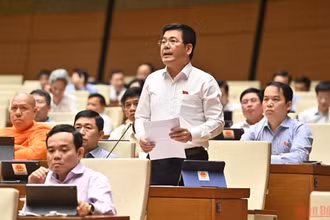 Bộ trưởng Công thương Nguyễn Hồng Diên phát biểu tại phiên thảo luận của Quốc hội chiều 30/5. (Ảnh: NGUYÊN LINH)