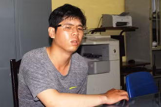 Đối tượng Mai Xuân Bình tại cơ quan điều tra.