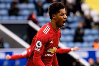 Marcus Rashford ăn mừng bàn thắng thứ 50 tại Premier League, và 80 trên mọi đấu trường cho MU. (Nguồn: Getty Images)