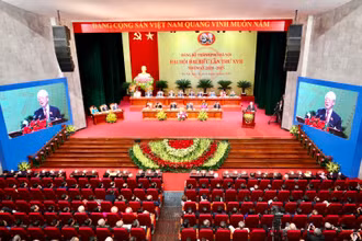 Tổng Bí thư, Chủ tịch nước Nguyễn Phú Trọng phát biểu chỉ đạo Đại hội Đảng bộ thành phố Hà Nội lần thứ 17. Ảnh: Duy Linh 