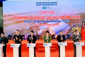 Khởi công mở rộng sân đỗ máy bay Cảng hàng không quốc tế Cát Bi.