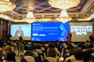 Toàn cảnh Diễn đàn hợp tác thương mại với các đối tác khu vực Á-Âu năm 2020.