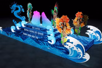 Phối cảnh xe hoa tại Carnaval mùa Đông.