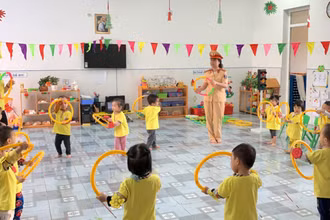 Một tiết học tại Trường mầm non Bát Tràng (huyện Gia Lâm, Hà Nội), trường được công nhận đạt chuẩn quốc gia năm 2020.