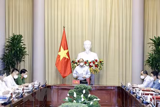 Chủ tịch nước Nguyễn Xuân Phúc phát biểu. (Ảnh: TTXVN)