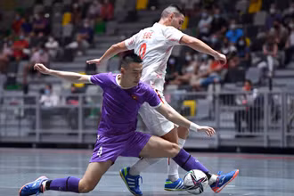 Đội tuyển futsal Việt Nam đã nỗ lực trước khác biệt đẳng cấp từ futsal Tây Ban Nha. (Ảnh: VFF)
